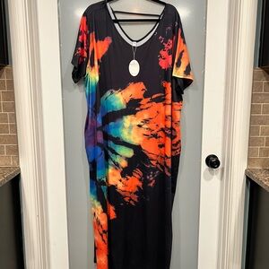 Black Colorful Tie-Dye Dress